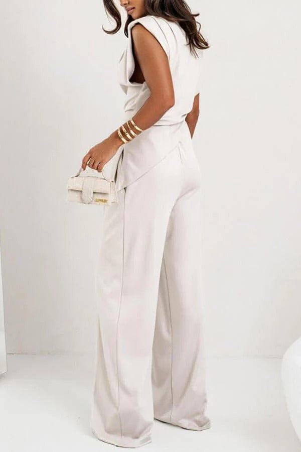 Jolie | Conjunto Feminino 2 Peças Calça Wide Leg Drapeado