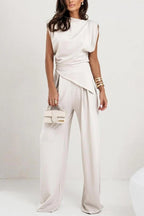 Jolie | Conjunto Feminino 2 Peças Calça Wide Leg Drapeado