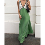 Anouk | Vestido Maxi Feminino Decote V Bicolor