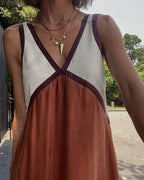 Anouk | Vestido Maxi Feminino Decote V Bicolor