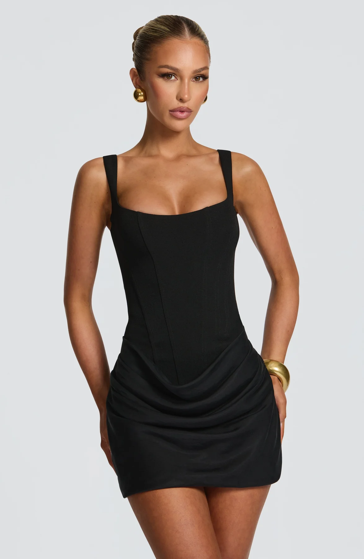 Della | Mulher Vestido Mini Decote Quadrado Costas com Atacadores