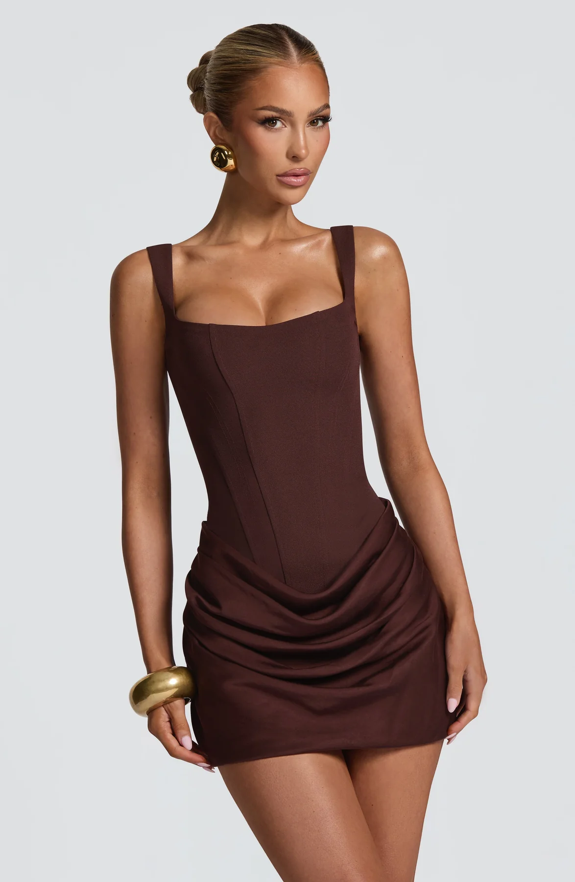 Della | Mulher Vestido Mini Decote Quadrado Costas com Atacadores