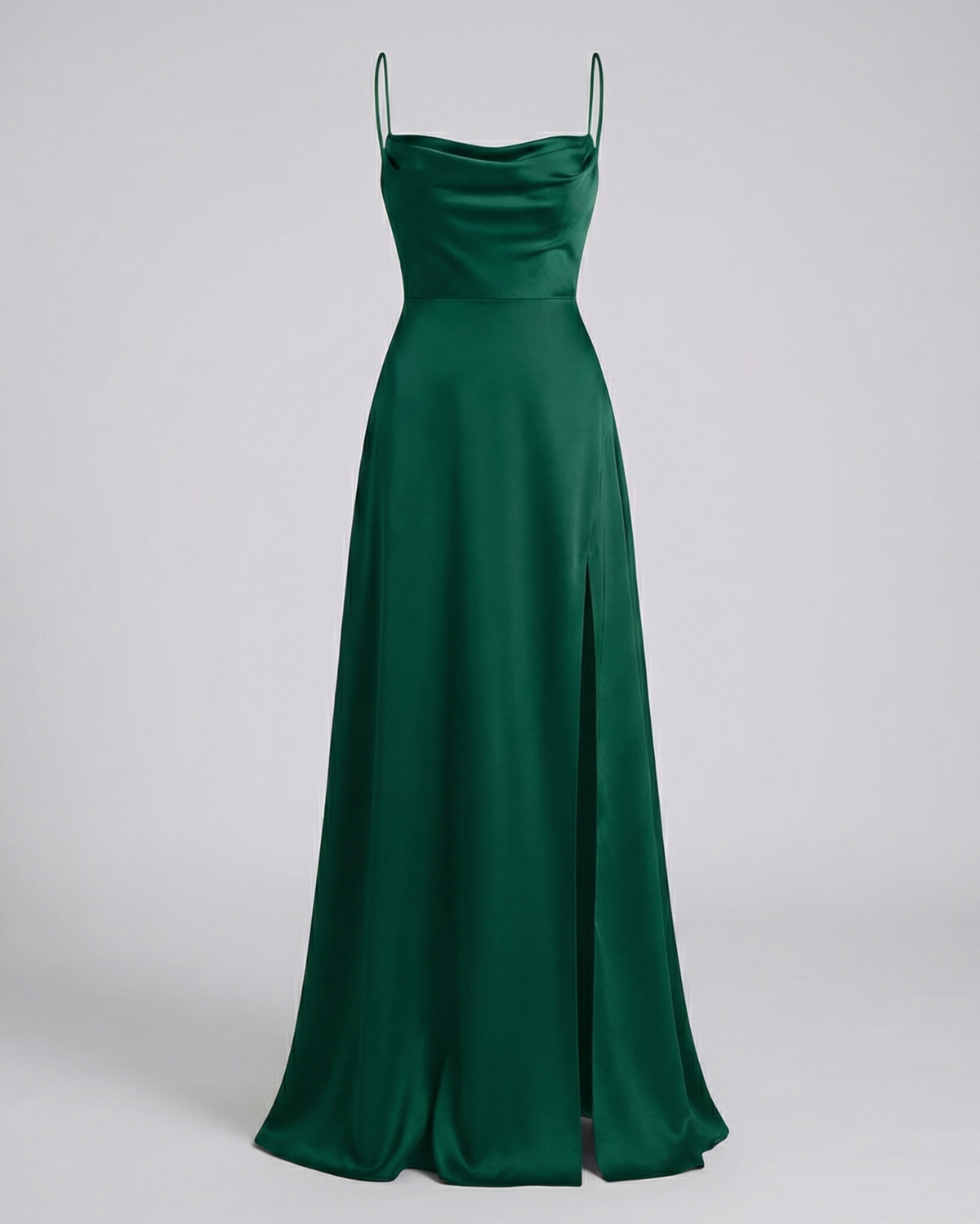 Vestido Longo Feminino com Alças Finas e Fenda Lateral