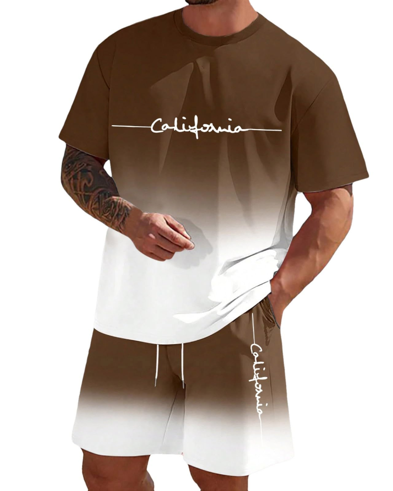 Conjunto Homem Verão | T-shirt e Calções Respirável, 2 Peças