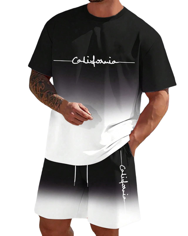 Conjunto Homem Verão | T-shirt e Calções Respirável, 2 Peças