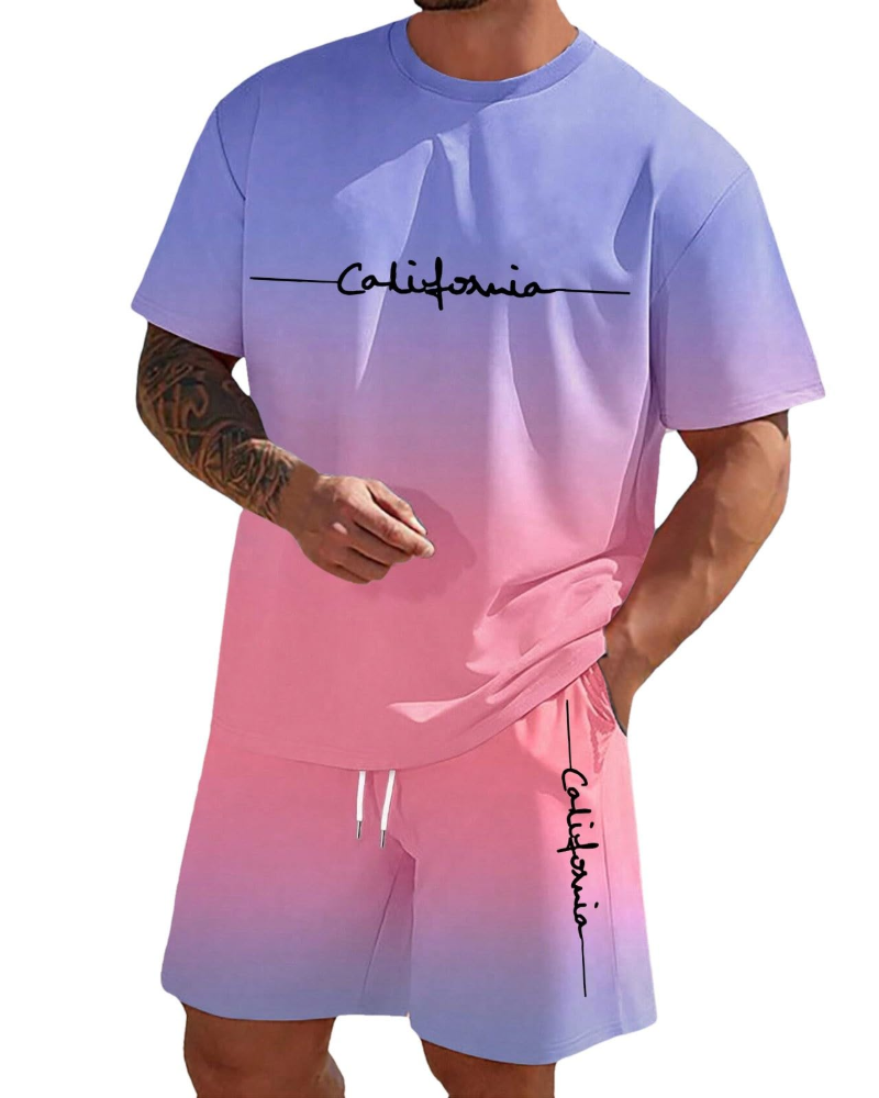 Conjunto Homem Verão | T-shirt e Calções Respirável, 2 Peças