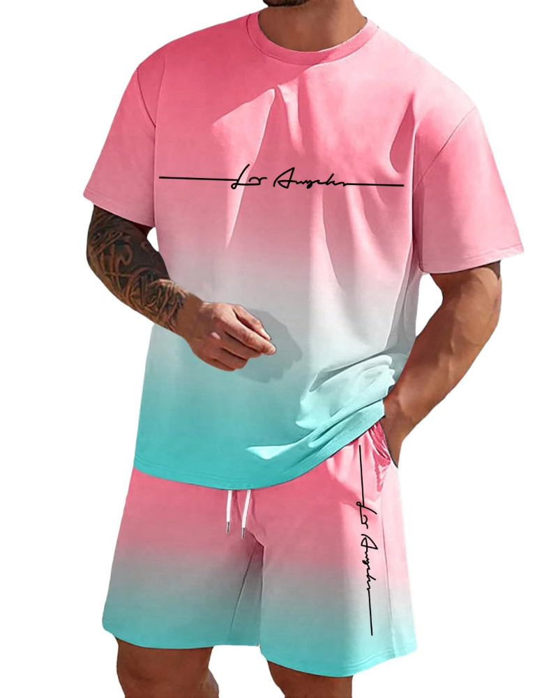Conjunto Homem Verão | T-shirt e Calções Respirável, 2 Peças