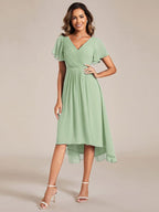 Vestido de Mulher em Chiffon Assimétrico | Cintura Império