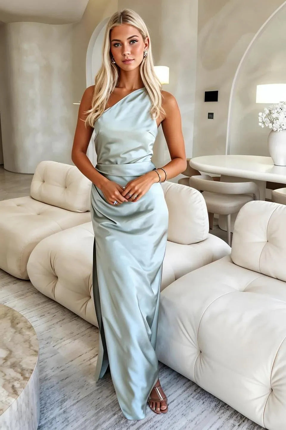 Vestido de Cetim Liso Mulher