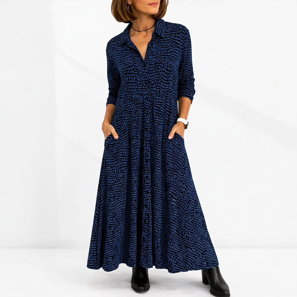 Cosima | Vestido Midi Camiseiro Feminino Manga Longa
