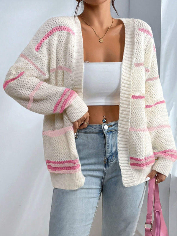 Willa | Mulheres Cardigan de Malha Oversized com Listras