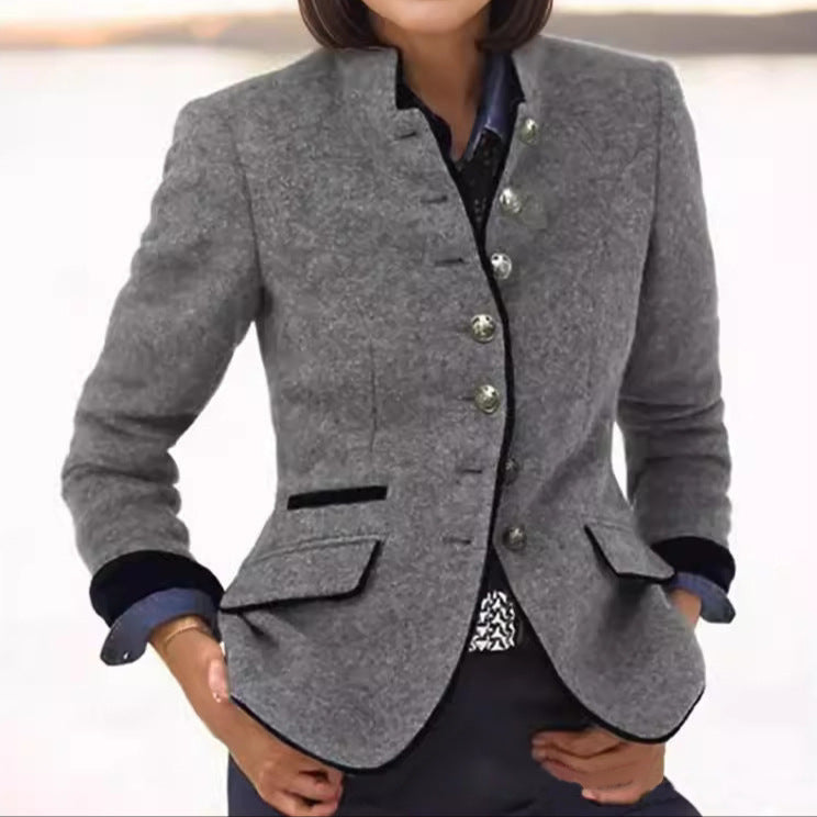 Casaco Casual Feminino Estruturado Botões