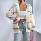 Willa | Mulheres Cardigan de Malha Oversized com Listras