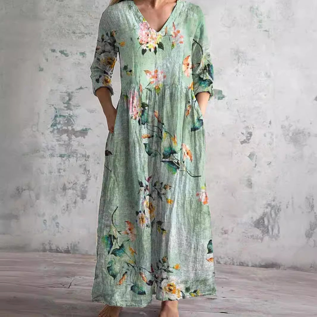 Cleo | Vestido Floral Feminino Decote V Leve