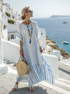 Vada | Vestido Kaftan Longo Riscas Folgado Feminino