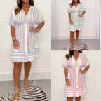 Amara | Vestido Boho Algodão Estampado Étnico Decote V