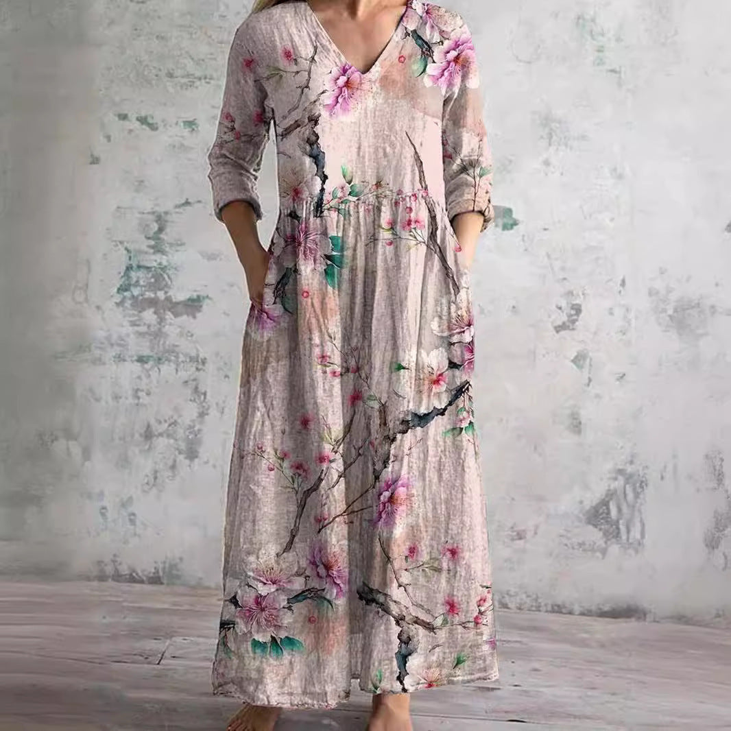Cleo | Vestido Floral Feminino Decote V Leve