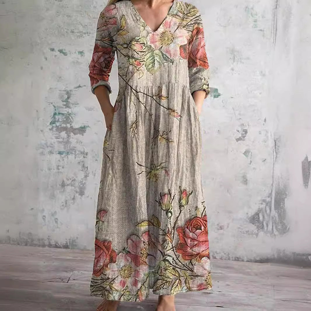 Cleo | Vestido Floral Feminino Decote V Leve