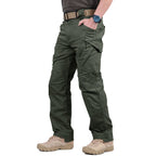Calças cargo táticas masculinas para trekking com múltiplos bolsos e costuras reforçadas