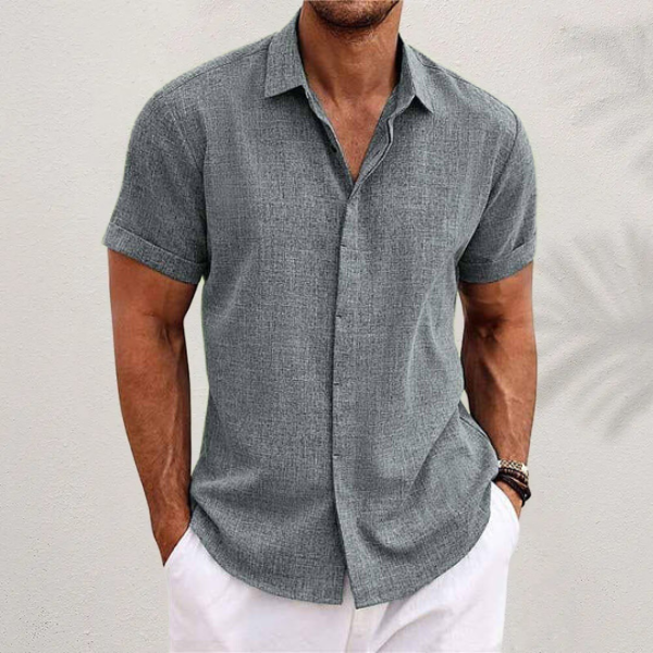 Luna | Camisa de Linho Masculina Manga Curta
