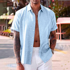 Luna | Camisa de Linho Masculina Manga Curta