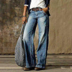 Juno | Calças Jeans Femininas Cintura Alta Perna Larga Stretch