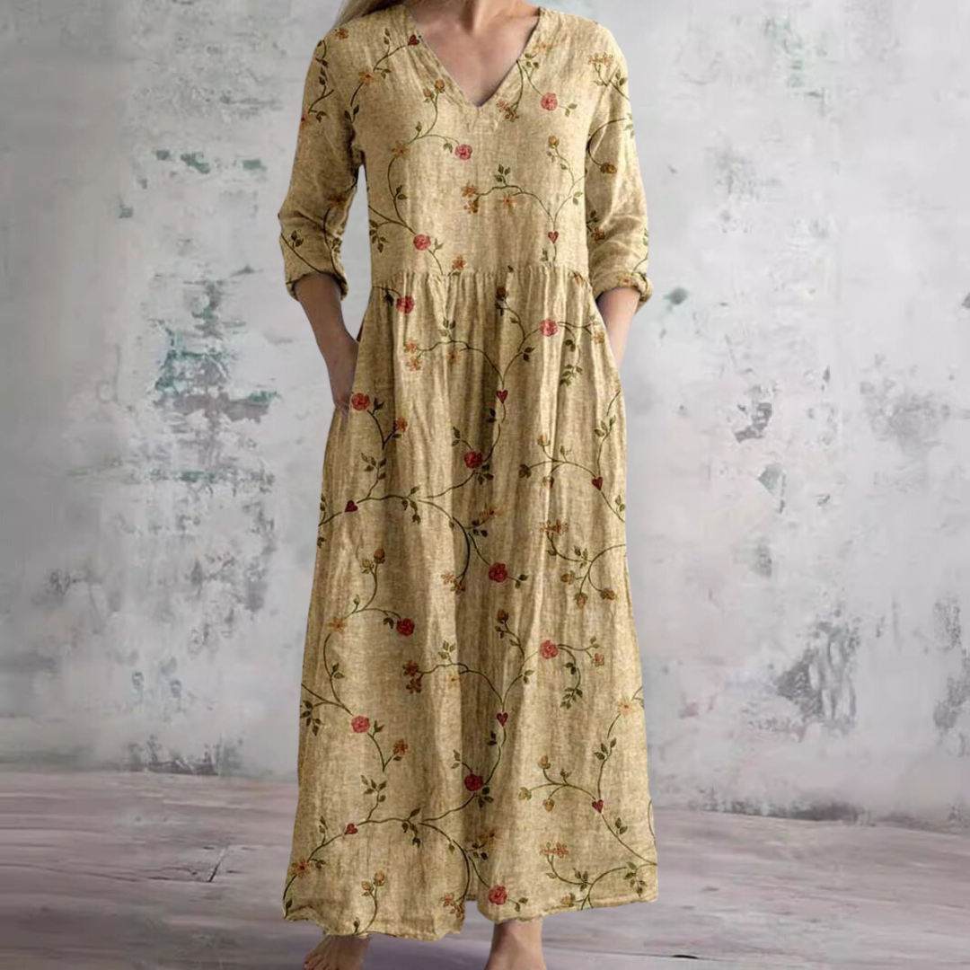 Cleo | Vestido Floral Feminino Decote V Leve