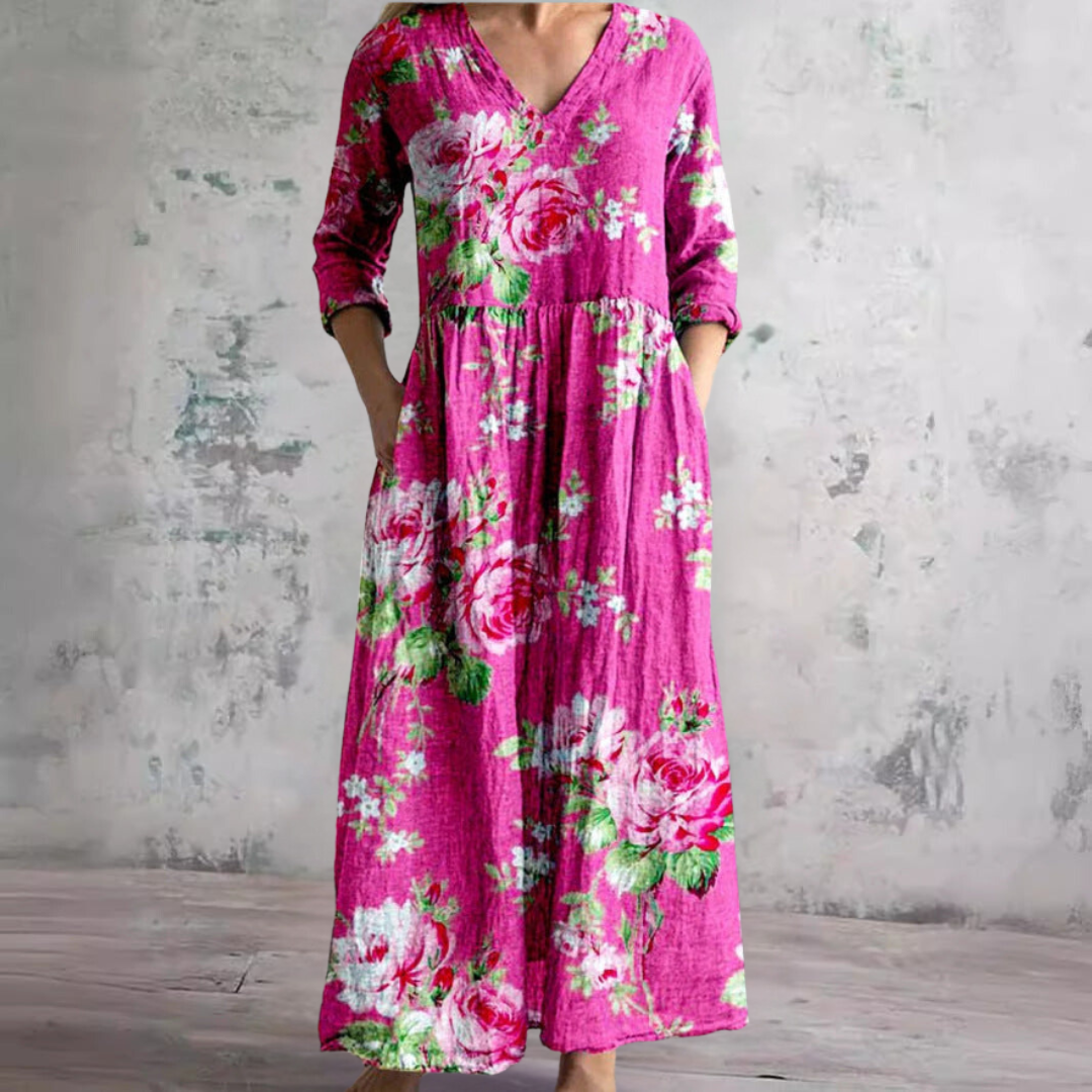 Cleo | Vestido Floral Feminino Decote V Leve