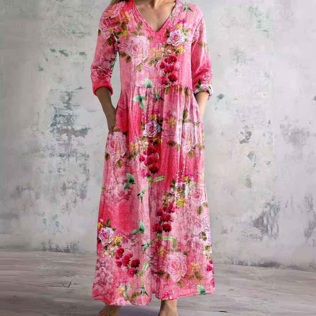 Cleo | Vestido Floral Feminino Decote V Leve