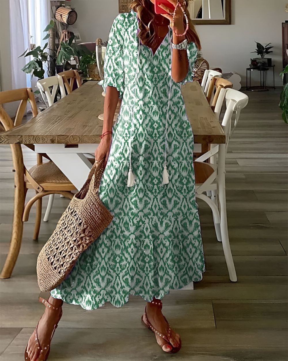 Talia | Vestido Feminino Boho Maxi com Franjas