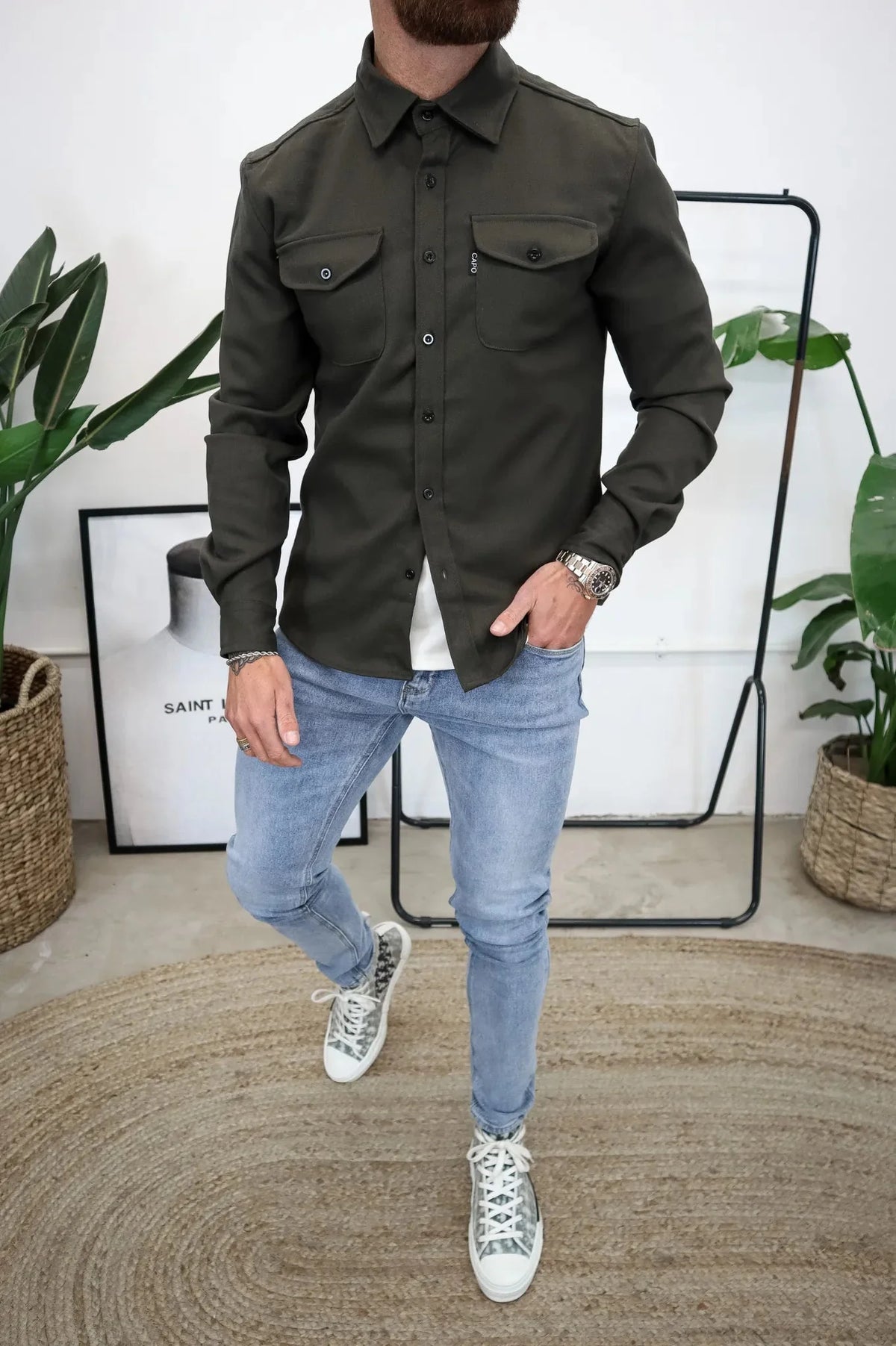 Wren | Camisa Jaqueta Masculina Manga Longa com Bolsos no Peito