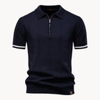 Romy | Homem Polo Malha Gola com Fecho Zip Regular Fit