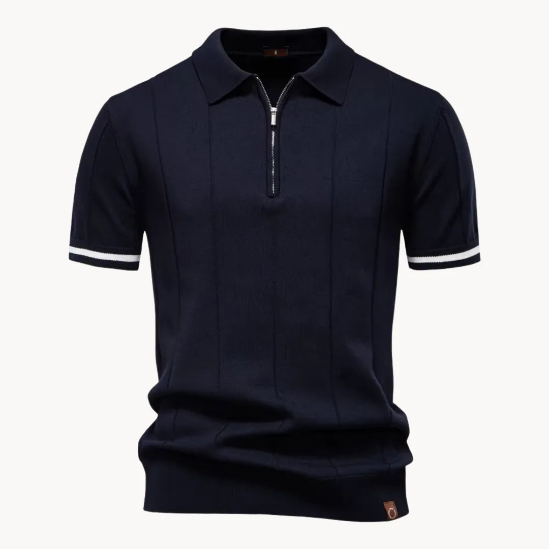 Romy | Homem Polo Malha Gola com Fecho Zip Regular Fit