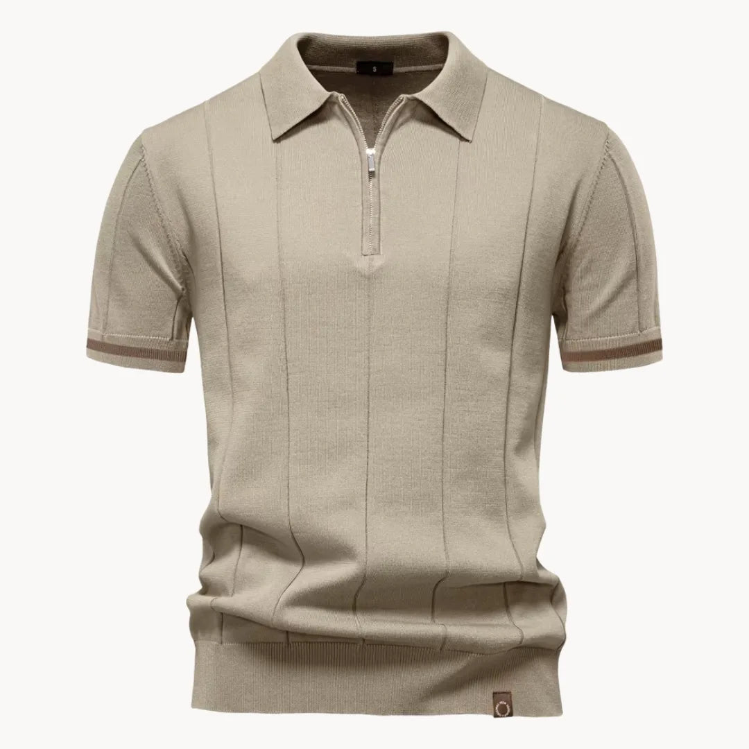 Romy | Homem Polo Malha Gola com Fecho Zip Regular Fit