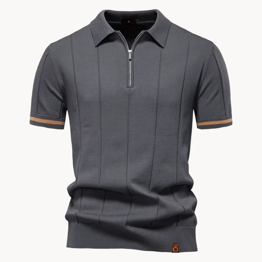Romy | Homem Polo Malha Gola com Fecho Zip Regular Fit