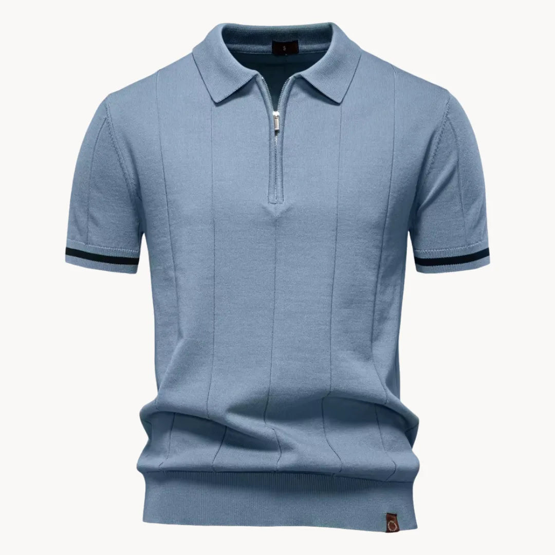 Romy | Homem Polo Malha Gola com Fecho Zip Regular Fit