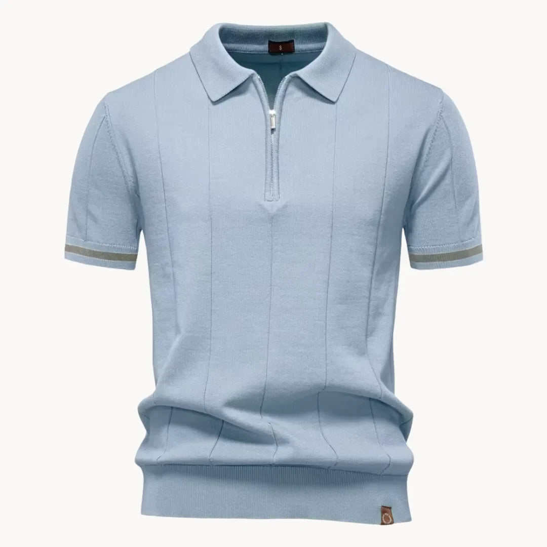 Romy | Homem Polo Malha Gola com Fecho Zip Regular Fit