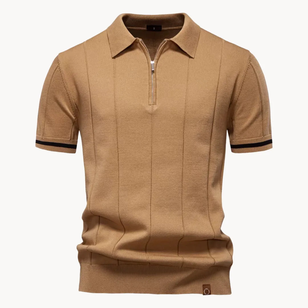 Romy | Homem Polo Malha Gola com Fecho Zip Regular Fit
