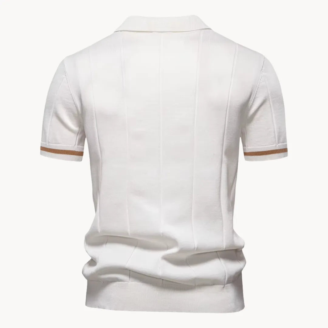 Romy | Homem Polo Malha Gola com Fecho Zip Regular Fit