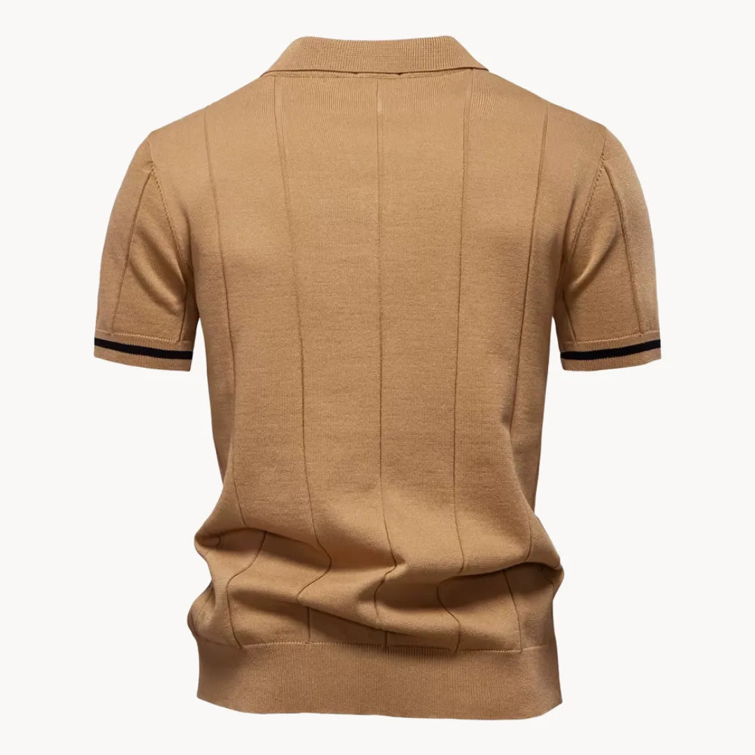 Romy | Homem Polo Malha Gola com Fecho Zip Regular Fit