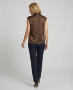 Odette | Blusa Feminina Sem Mangas | Laço no Decote, Viscose Acetinada | Fluida