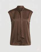 Odette | Blusa Feminina Sem Mangas | Laço no Decote, Viscose Acetinada | Fluida