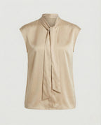 Odette | Blusa Feminina Sem Mangas | Laço no Decote, Viscose Acetinada | Fluida
