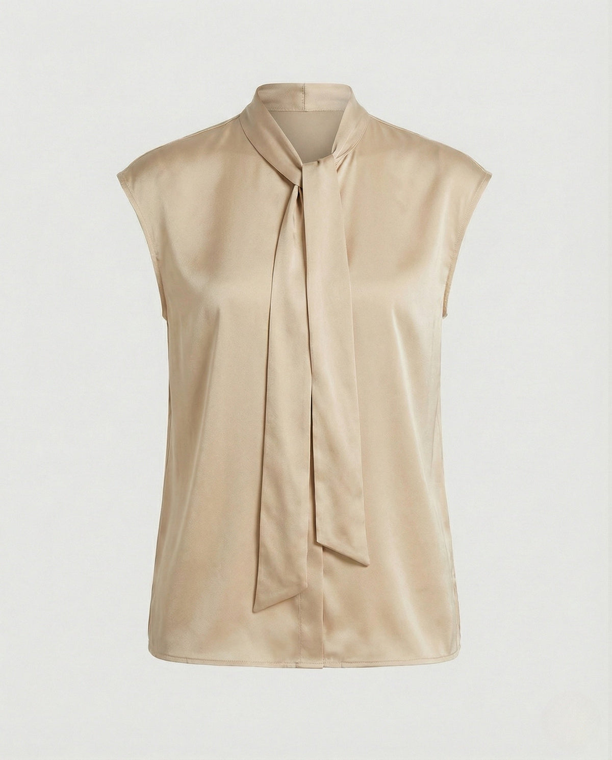 Odette | Blusa Feminina Sem Mangas | Laço no Decote, Viscose Acetinada | Fluida