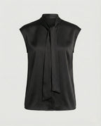 Odette | Blusa Feminina Sem Mangas | Laço no Decote, Viscose Acetinada | Fluida