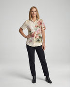 Florine | Blusa Feminina | Estampa Aquarela, Fendas Laterais | Viscose, Regular Fit