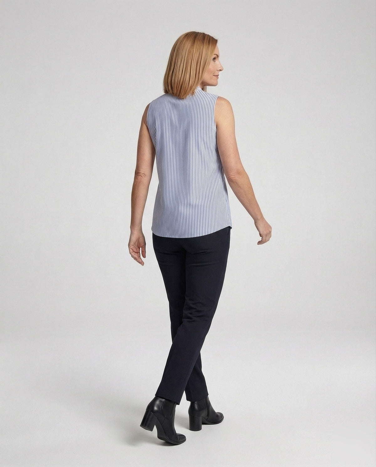 Sage | Blusa sem Mangas Feminina | Riscas, Gola Alta | Algodão, Casual