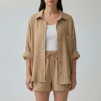 Conjunto Feminino Shorts | Blusa Oversized Alta Cintura | Relaxado