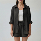 Conjunto Feminino Shorts | Blusa Oversized Alta Cintura | Relaxado