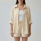 Conjunto Feminino Shorts | Blusa Oversized Alta Cintura | Relaxado